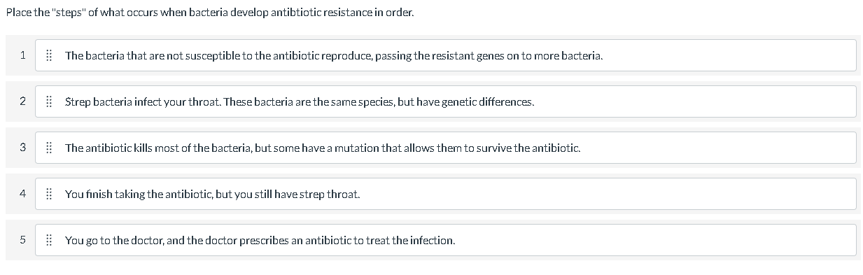 Solved Place the "steps" of what occurs when bacteria | Chegg.com