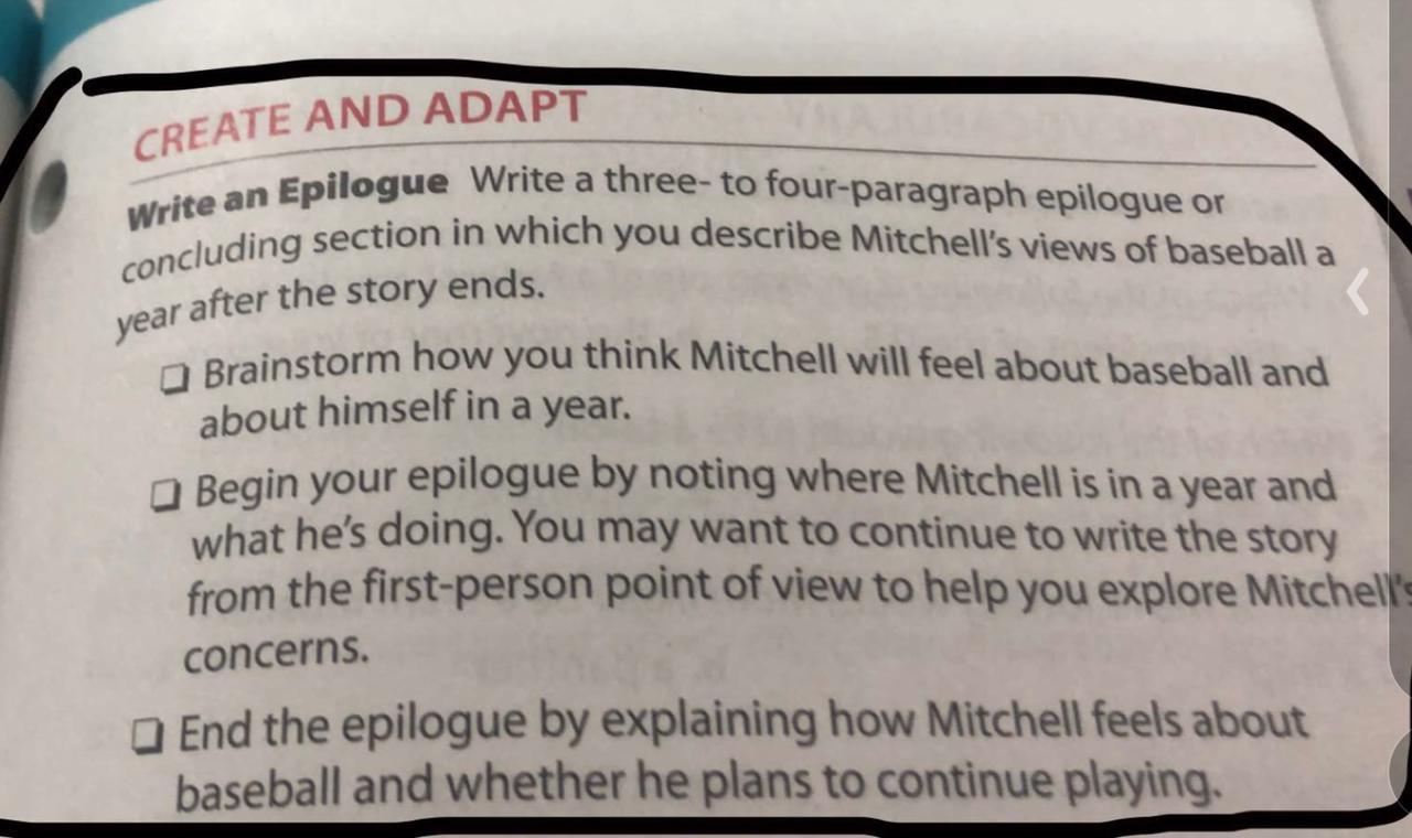 CREATE AND ADAPT Write an Epilogue Write a three-to  Chegg.com