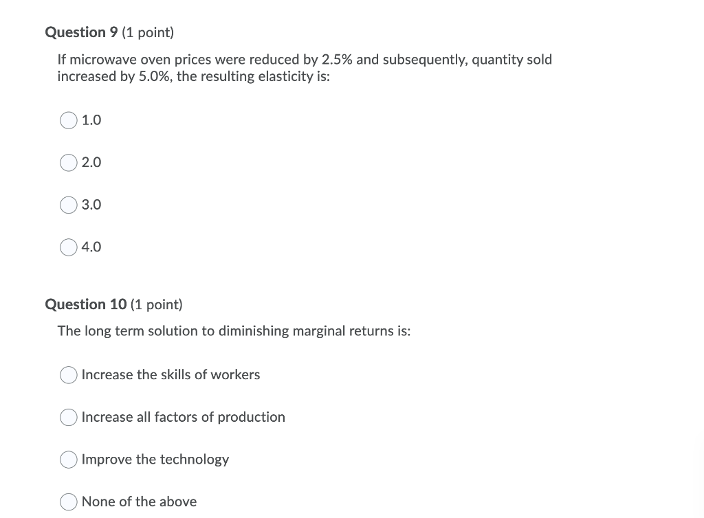Solved Question 3 (1 point) Saved When a decrease in one | Chegg.com
