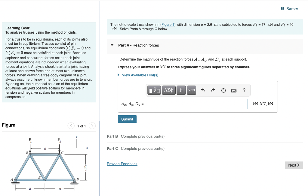 Learning Goal:
To analyze trusses using the method of joints.
For a truss to be in equilibrium, each of its joints also dimen