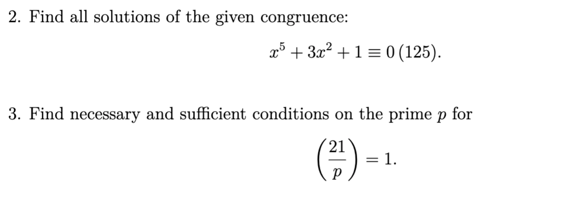 Solved 2. Find All Solutions Of The Given Congruence: X5 + | Chegg.com