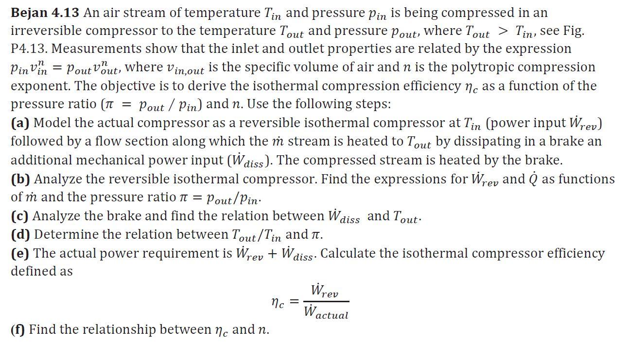 Bejan 4.13 An air stream of temperature Tin and | Chegg.com