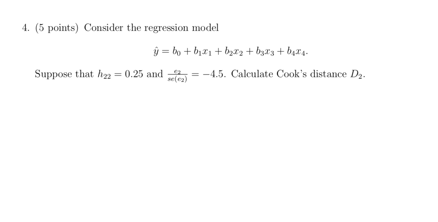 Solved 4. (5 Points) Consider The Regression Model ŷ = Bo + | Chegg.com