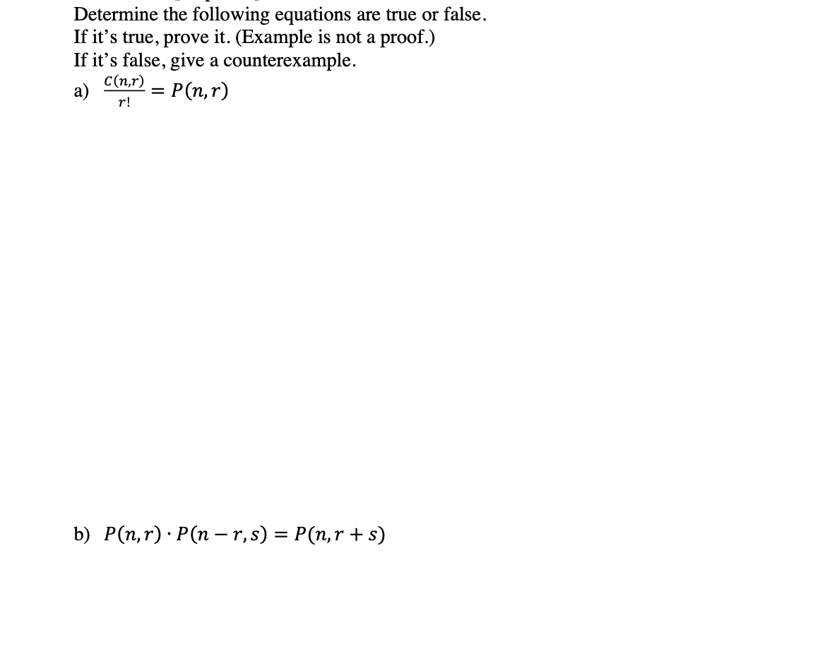 Solved Determine the following equations are true or false. | Chegg.com