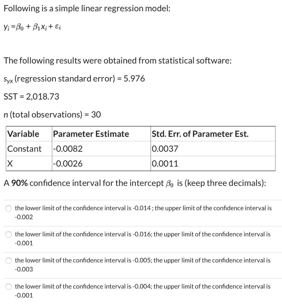 Solved Following Is A Simple Linear Regression Model Ybo