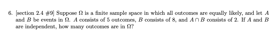 Solved 6. [section 2.4 #9] Suppose 12 Is A Finite Sample | Chegg.com