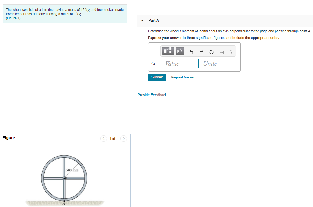 Solved The wheel consists of a thin ring having a mass of 12