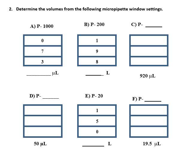 Solved 2 Determine The Volumes From The Following Microp Chegg Com