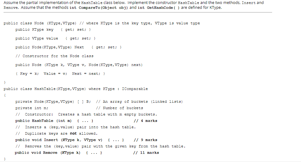 The hash table implementation we saw in class used a | Chegg.com