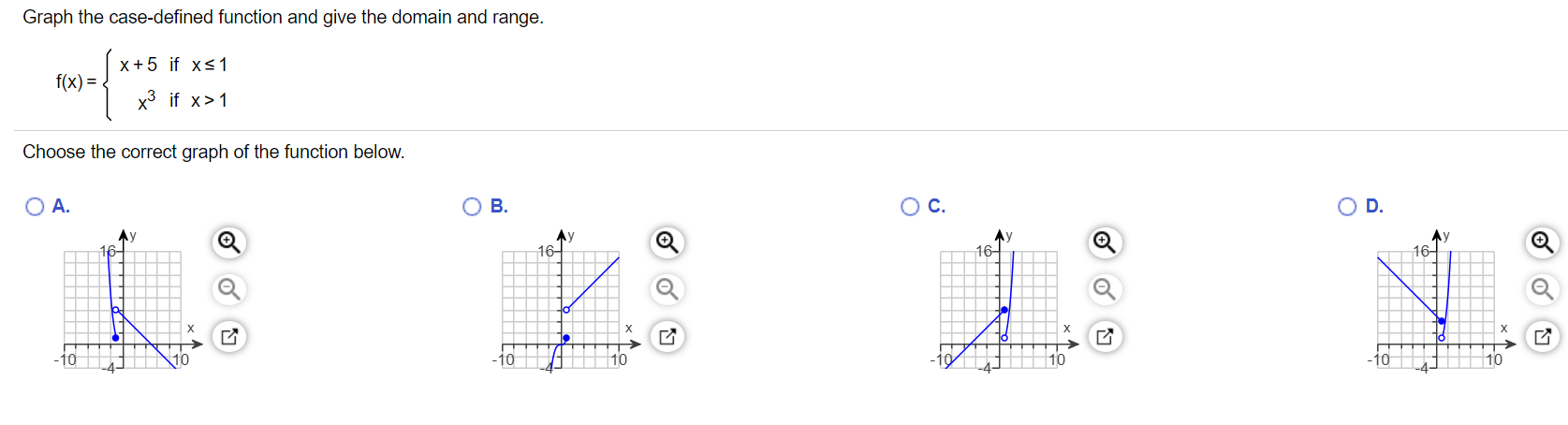 Solved Graph the case-defined function and give the domain | Chegg.com