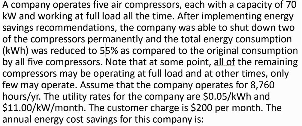 Solved A company operates five air compressors, each with a | Chegg.com