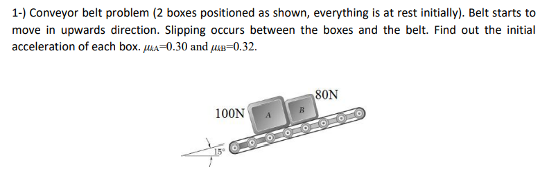 Solved 1-) Conveyor Belt Problem ( 2 Boxes Positioned As | Chegg.com