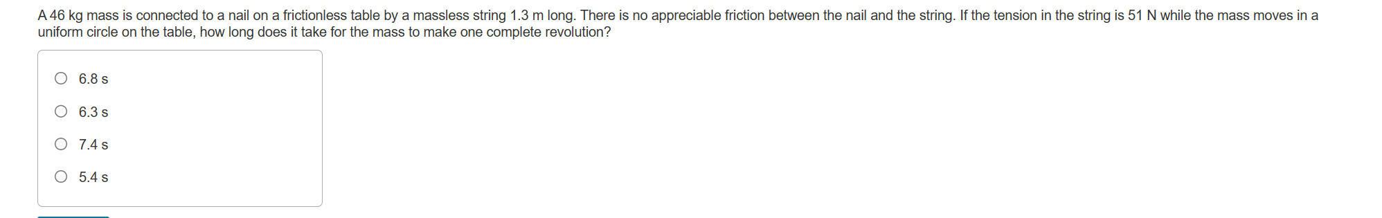 Solved uniform circle on the table, how long does it take | Chegg.com
