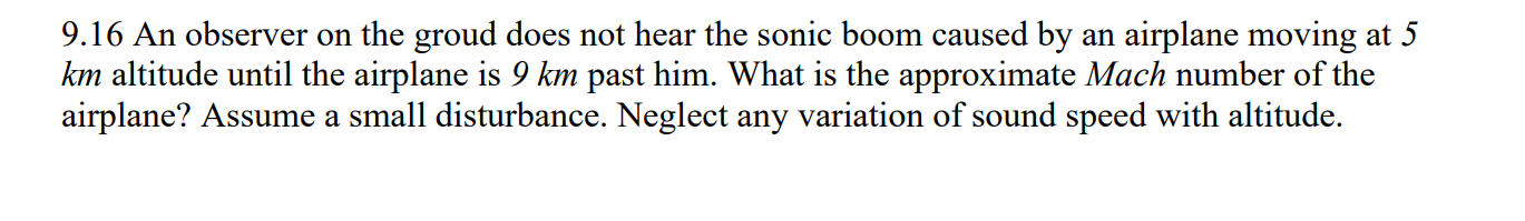 Solved 9.16 An observer on the groud does not hear the sonic | Chegg.com