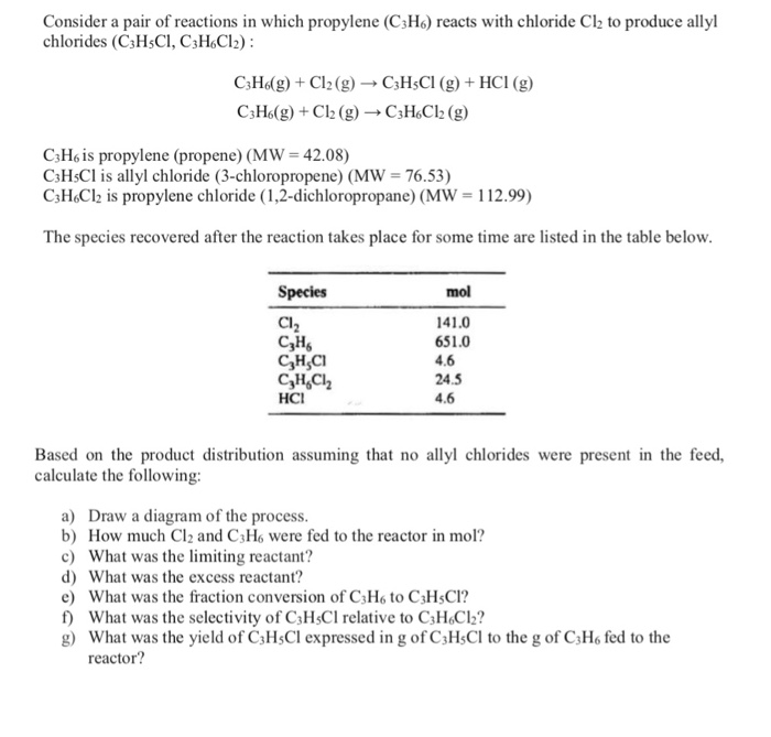 Solved Consider a pair of reactions in which propylene (CsHe | Chegg.com