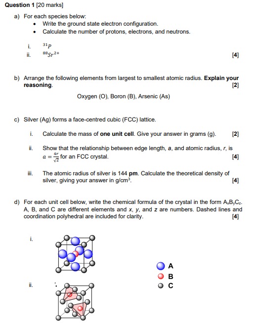 Solved a) For each species below: - Write the ground state | Chegg.com