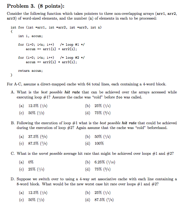 Solved Problem 3. (8 points): Consider the following | Chegg.com