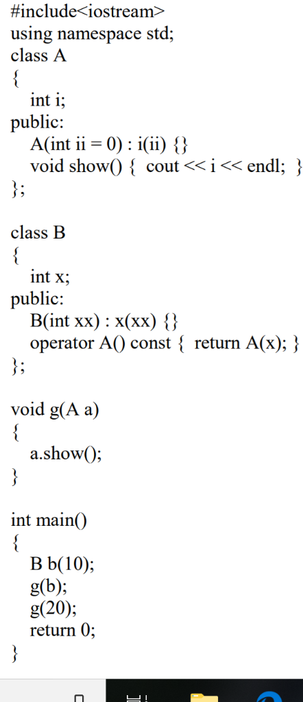 Solved #include-iostream> Using Namespace Std; Class A Nt 1; | Chegg.com