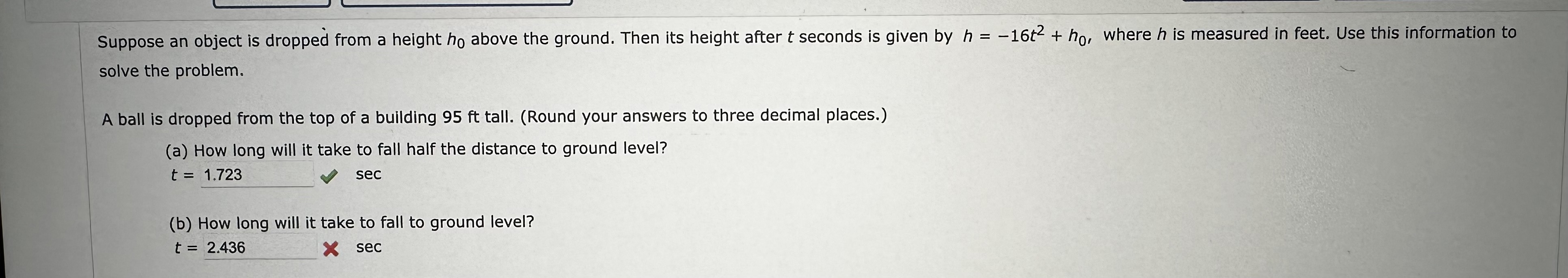 Solved Suppose an object is dropped from a height h0 ﻿above | Chegg.com