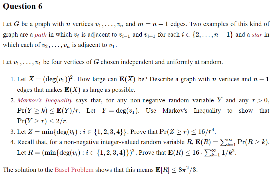 Solved Question 6 Let G be a graph with n vertices V1, ..., | Chegg.com