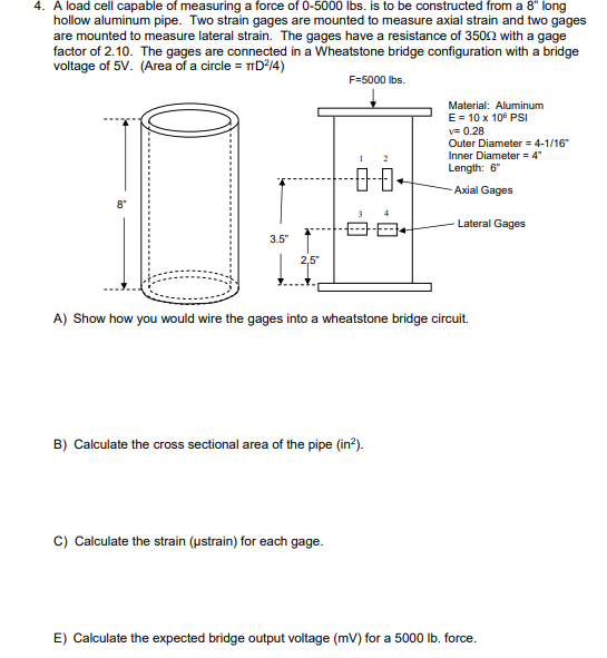 4. A load cell capable of measuring a force of 0-5000 | Chegg.com