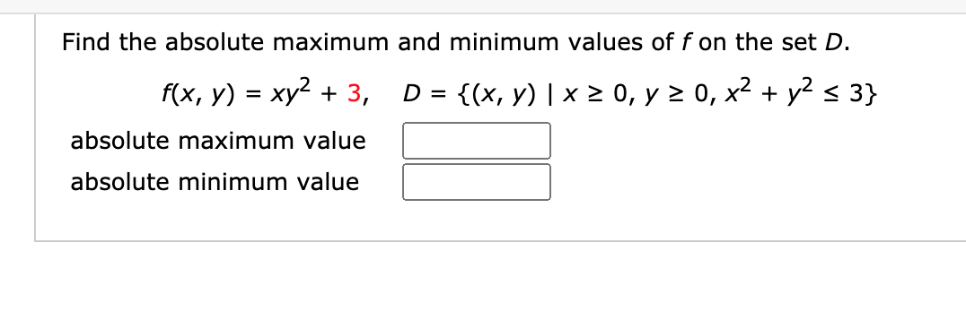 Solved Find The Absolute Maximum And Minimum Values Of F On