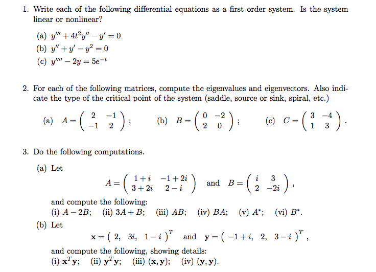 Solved 1. Write each of the following differential equations | Chegg.com