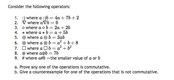 Solved Consider the following operators: 1. :) where | Chegg.com