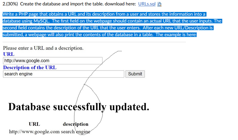 Solved Write a PHP page that obtains a URL and its | Chegg.com