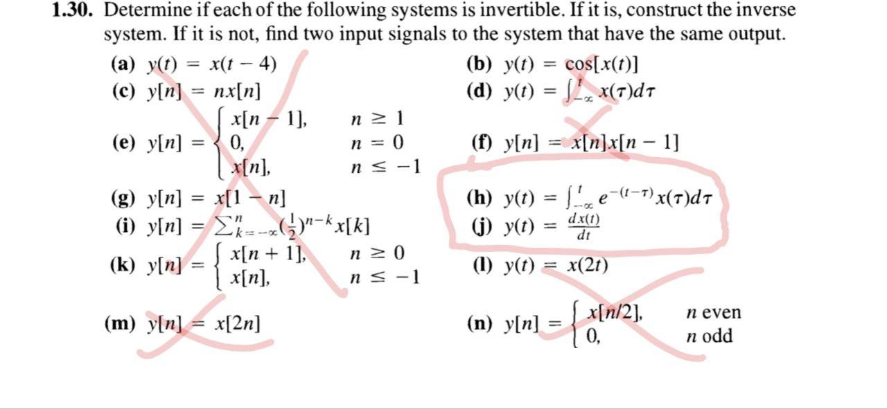 Solved 1.30. Determine if each of the following systems is | Chegg.com