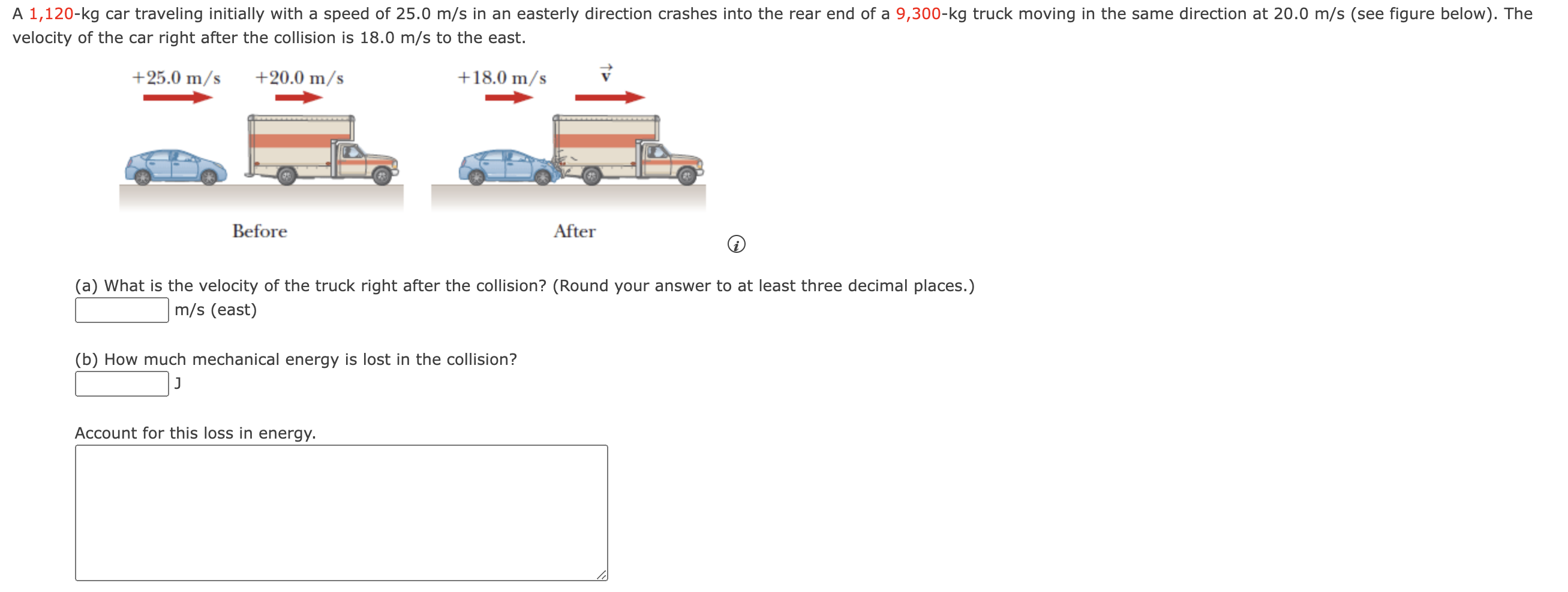 (a) What is the velocity of the truck right after the | Chegg.com