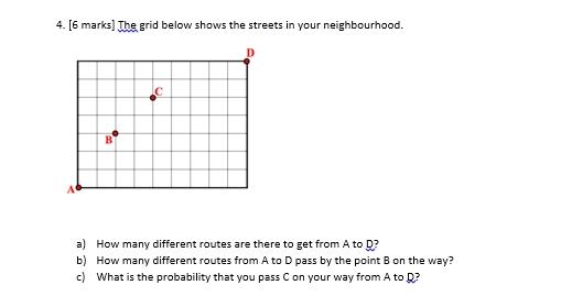 Solved 4. [6 marks] The grid below shows the streets in your | Chegg.com