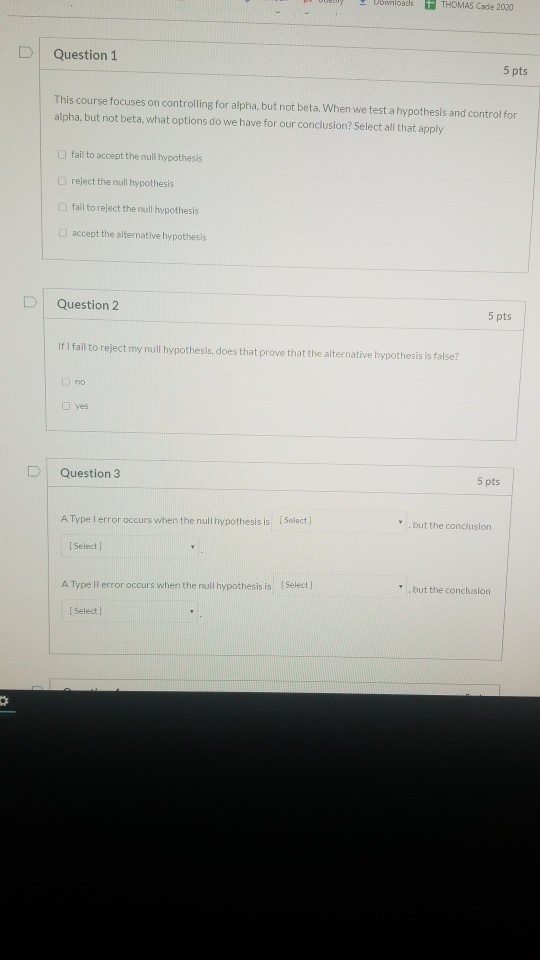 Solved DUHODS THOMAS Code 2020 Question 1 5 pts This course | Chegg.com
