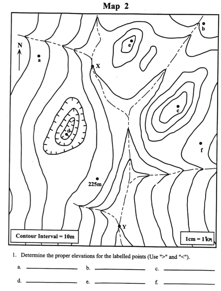 Solved Map 2 225m Contour Interval = 10m 1cm = 1km 1. | Chegg.com