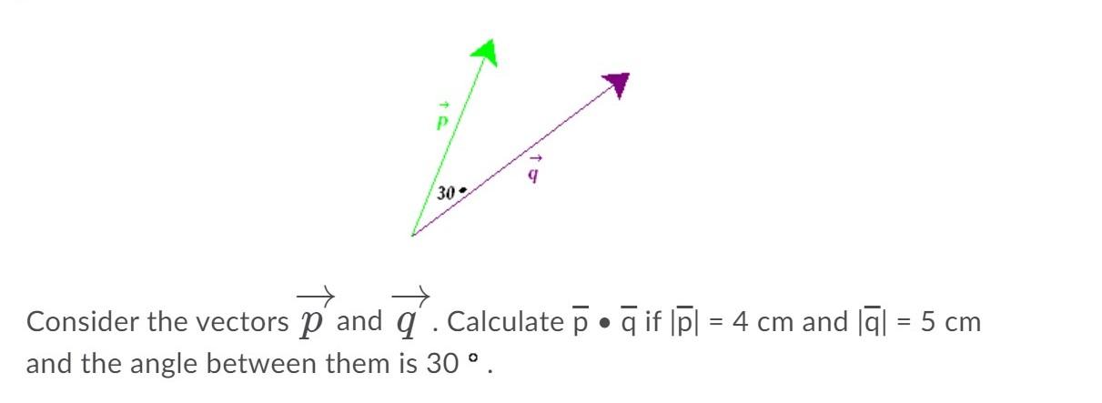 Solved P 30 = + Consider the vectors p and q. Calculate | Chegg.com