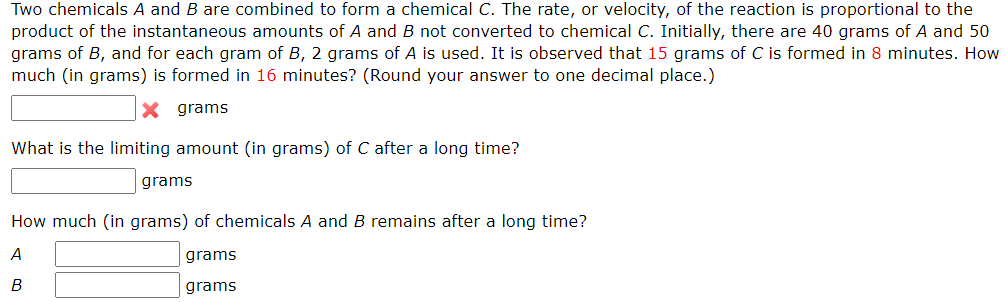Solved Two chemicals A and B are combined to form a chemical | Chegg.com