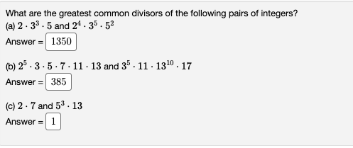 Solved What are the greatest common divisors of the | Chegg.com