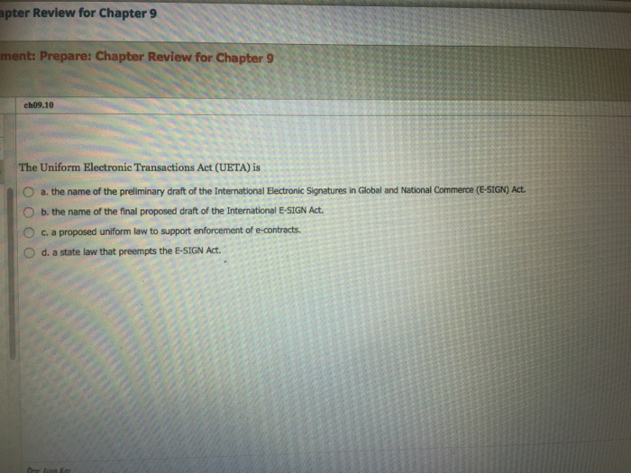Solved The Uniform Electronic Transactions Act (UETA) is