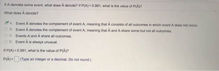 If a denotes some event, what does a denote? if p(a) =