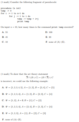 Solved (1 Mark) Consider The Following Fragment Of | Chegg.com