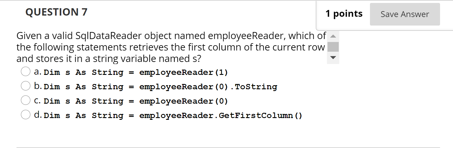 Solved QUESTION 7 1 points Save Answer = Given a valid | Chegg.com
