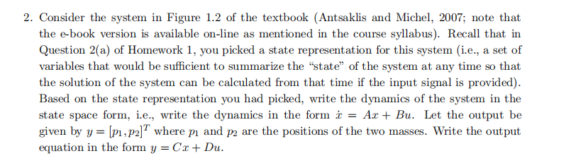 Solved 2. Consider the system in Figure 1.2 of the textbook | Chegg.com