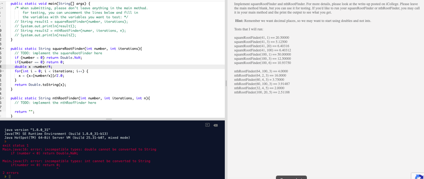 Solved Implement squareRootFinder and nthRootFinder. For | Chegg.com