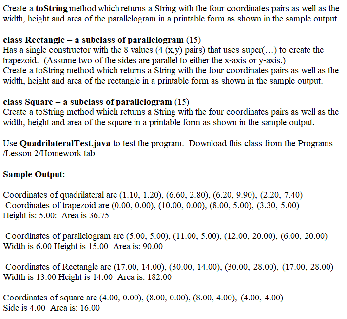 Quadrilateral Inheritance Write an inheritance | Chegg.com