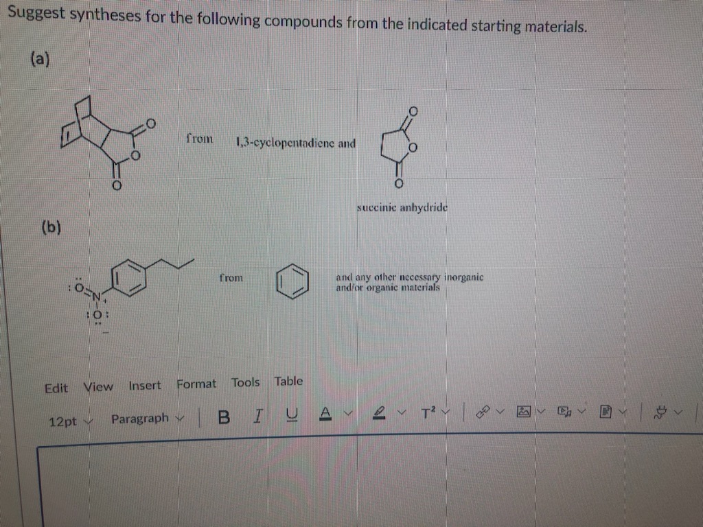 Suggest syntheses for the following compounds from | Chegg.com