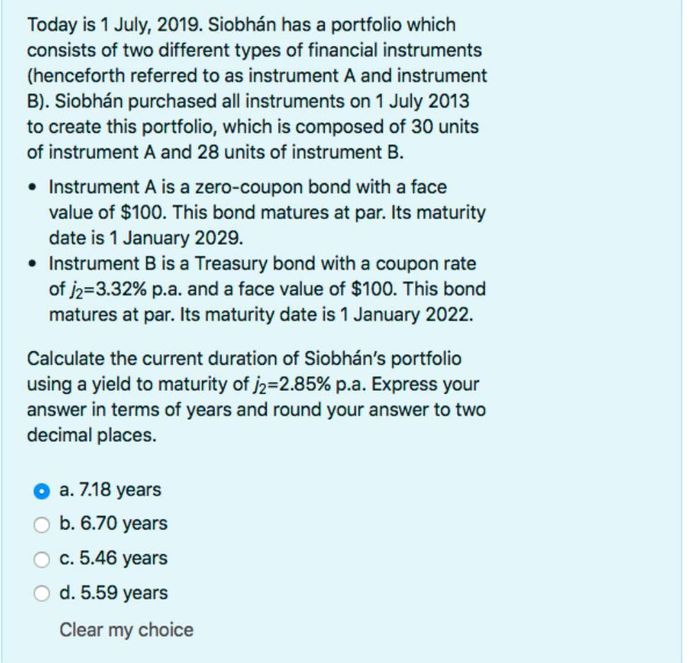 Solved Today Is 1 July, 2019. Siobhán Has A Portfolio Which | Chegg.com