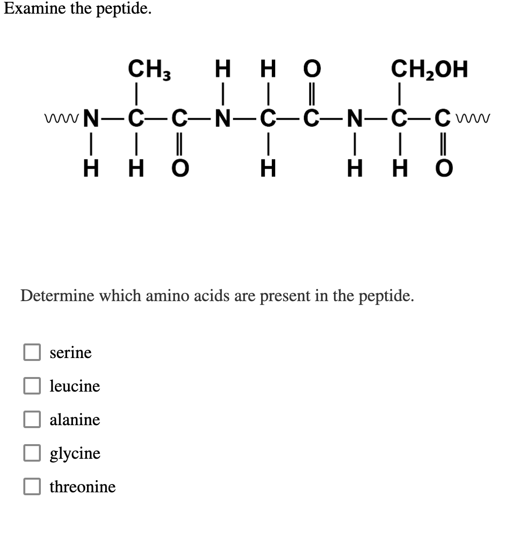 Solved Determine which amino acids are present in the | Chegg.com