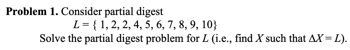 Solved Problem 1. Consider partial digest | Chegg.com