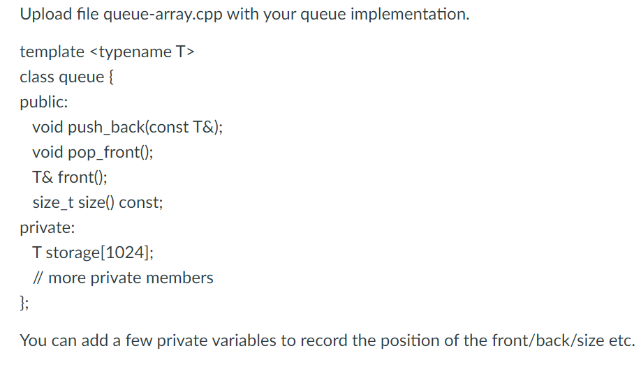 Solved Upload File Queue-array.cpp With Your Queue | Chegg.com