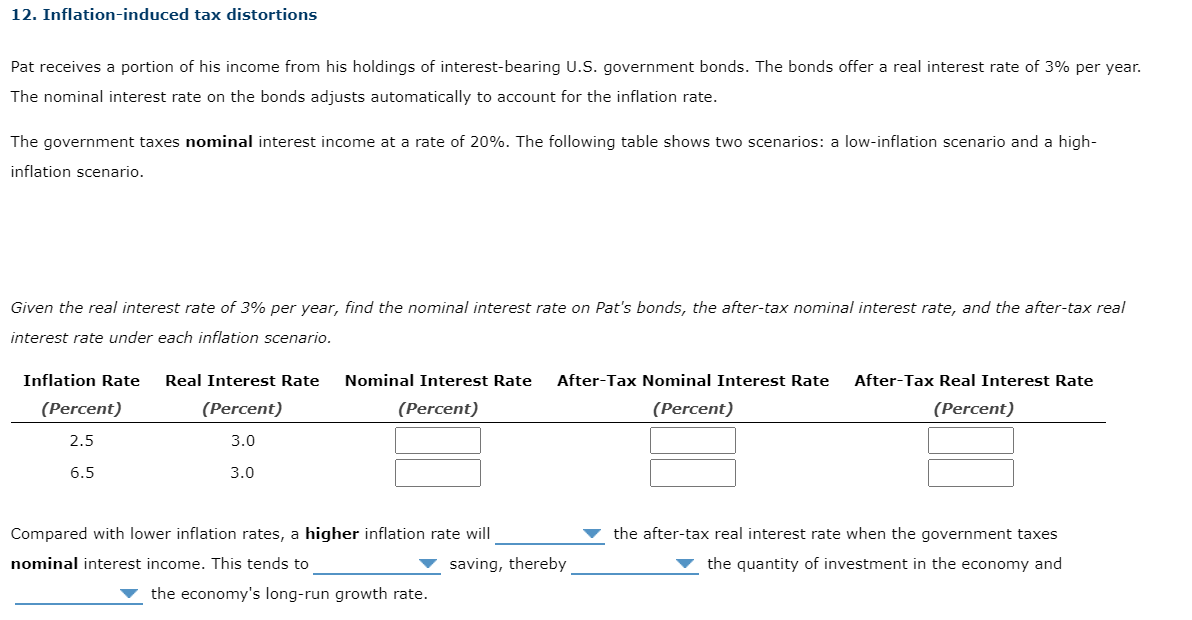 Solved 12. Inflation-induced tax distortions Pat receives a | Chegg.com